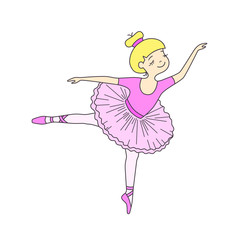 Vector illustration of nice little ballet dancer in pink ballet pack