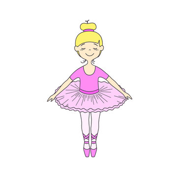 Vector illustration of nice little ballet dancer in pink ballet pack