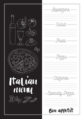 Italian food menu