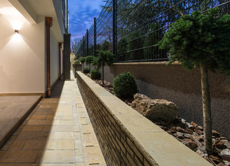 Stone path and brick fence 