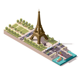 Naklejka premium Vector isometric map of the Champ de Mars in Paris