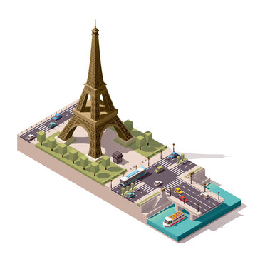 Fototapeta Vector isometric map of the Eiffel Tower