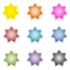 Set of colorful star buttons
