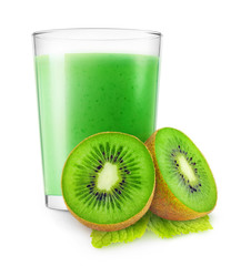 Fototapeta na wymiar Isolated glass of kiwi fruit smoothie