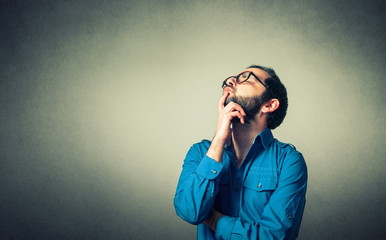 funny geek with glasses has an idea