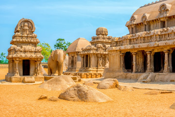ancient Hindu monolithic Indian sculptures rock-cut architecture