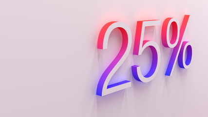 3D illustration of percentage numbers