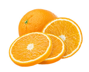 Slise of orange fruit isolated on white background with clipping path.