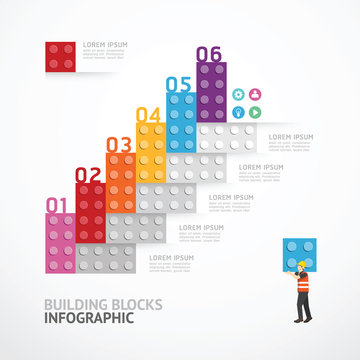 Infographic Template step building blocks banner . concept vecto