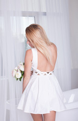 Fototapeta premium beautiful woman in white dress