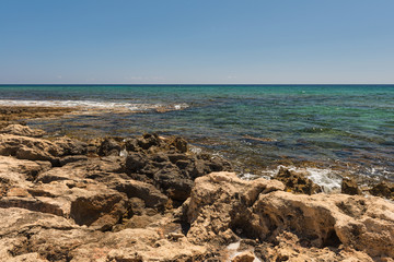 Fototapeta na wymiar rocky shore of the Mediterranean Sea