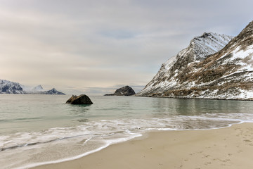 Fototapeta na wymiar Haukland Beach - Lofoten Islands, Norway