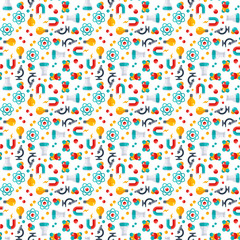Seamless pattern with science equipment Icons