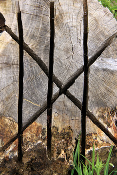 Runen in Holz geschnitzt