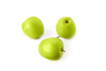 Three green Apple isolated on white background