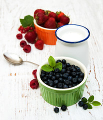 Fresh berries with milk