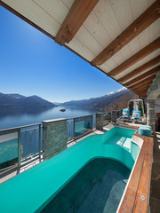 Fototapeta premium House, terrace with empty pool