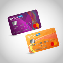 Credit cards isolated on white background. Vector Illustration.