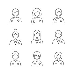 Line Style Medical Avatar icon set