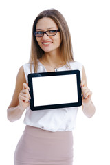 Naklejka premium Businesswoman holding tablet in hands
