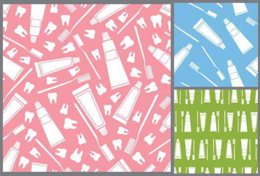 seamless pattern, dental pattern, tooth pattern, dentist pattern, medical pattern, dental background, tooth background, dentist background, dental seamless pattern, dental care instruments, toothbrush