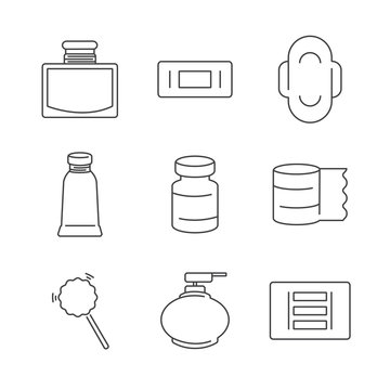 Line Icons Medical Pharmacist, Basic equipment  Icons