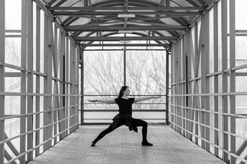 sports woman doing stretching outdoors