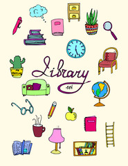 Set of isolated library icons