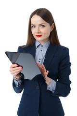 Businesswoman holding tablet in hands