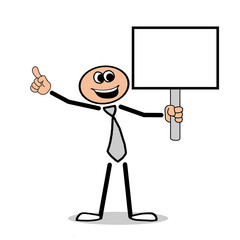 Mann hält leeres Schild hoch