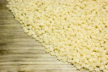 The noodles are the stars, Asterisks noodles on wooden background