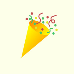 Icon slapstick for holiday season. Packets with confetti bunch. vector illustration. Slapstick for holidays and birthday party.