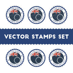 I Love Cook Islands vector stamps set. Retro patriotic country flag badges. National flags vintage round signs.