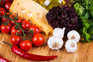 cheese with fresh vegetables