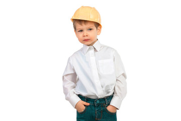 The little boy on a white background