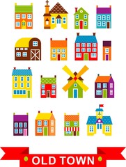 Vector illustration set of city houses