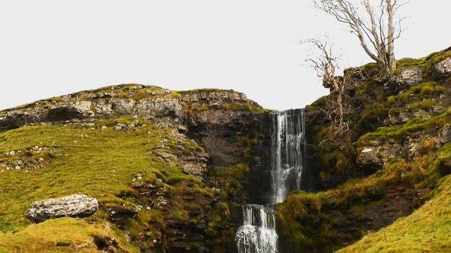 Tilt shot of a waterfall in Yorkshire Dales, near village of Cray.