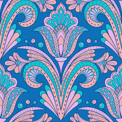 Doodle floral damask pattern