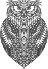 Obraz premium OWL vector handdrawn illustration in zentangle style