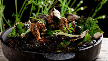 Fine dining, Organic Sauteed Morel Mushrooms