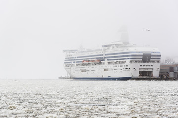 Giant ferry on crushed ice
