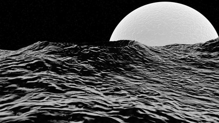 3D illustration of moon surface