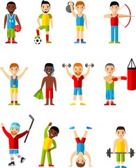 Vector illustration sport healthy leisure man.
Lifestyle icons set people playing sports, sport games, workout.  Set for idea advertise Health.
Vector illustration sport healthy leisure man.

