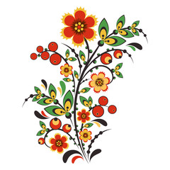 Obrazy na Szkle  Kwiatowy ornament w stylu Hohloma. Rosyjski folklor