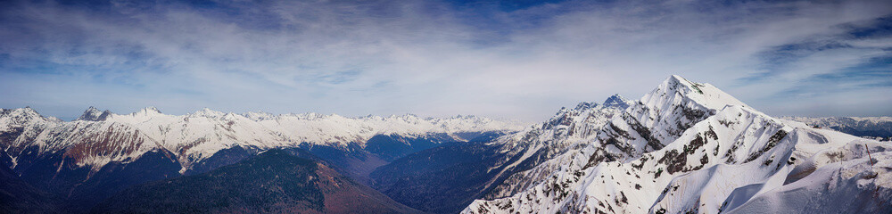 snow-covered tops of mountains panorama Sochi