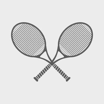 Simple icon with two tennis racket on a theme of great tennis.