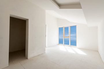 Unfinished building interior, white room (includes clipping path)