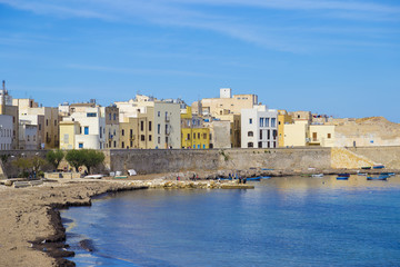 Port of Trapani in Sicily, Italy during clear sunny day