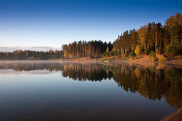 beautiful autumn landscape on the lake