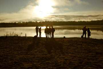 Sunset on the lake Vuoksa